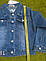 Коротка Джинсова куртка піджак для дівчинки блакитна 134 140 146 152 158 164, фото 9