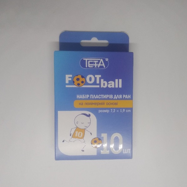 Набір пластирів для ран Teta® Football на полімерній основі, розмір 7,2х1,9 см, №10