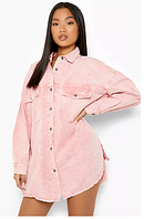 Женская джинсовая куртка свободного кроя boohoo, размер m, розовый