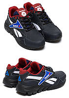 Мужские кожаные кроссовки Reebok (Рибок) Street Style Blue, спортивные мужские туфли синие, кеды повседневные