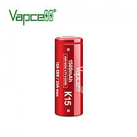 Акумулятор високотоковий Vapcell 18500 1500mAh 15A 4,2/3,6/2,5V (INR18500-K15) Li-ion
