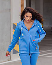 Жіночий теплий спортивний костюм 821 блакитний, фото 3