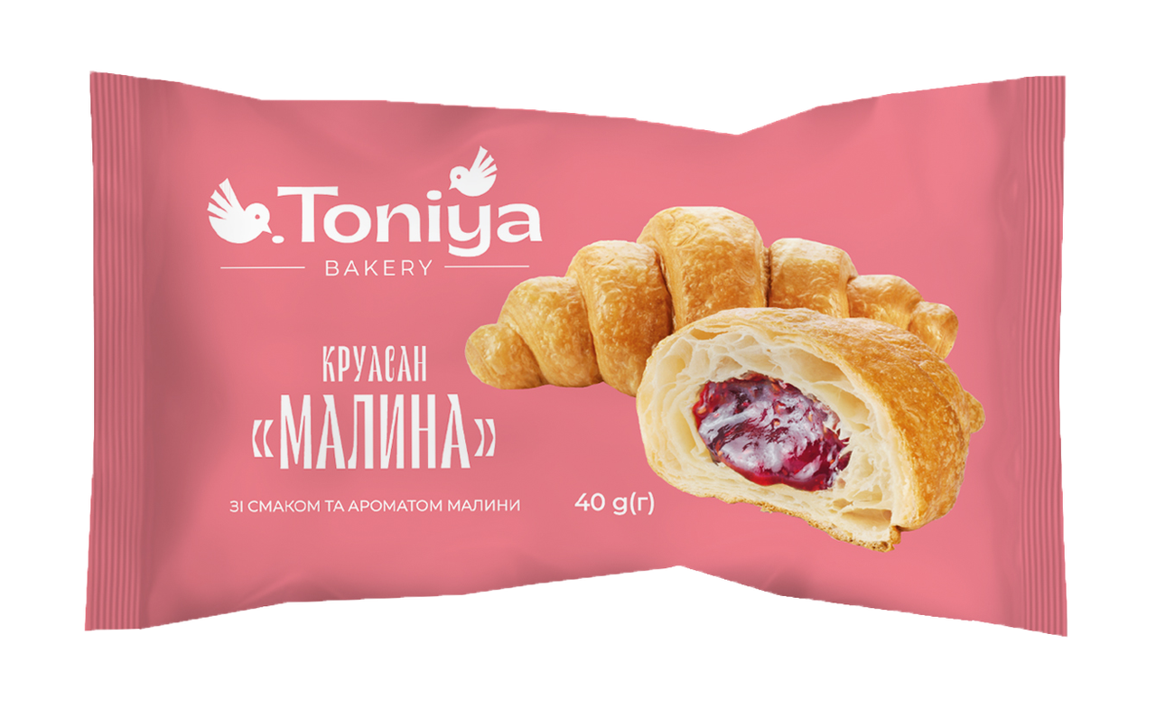 Круасани з малиновим наповнювачем (в індивідуальному впакуванні) 1,32кг (33шт*40г) ТМ TONIYA