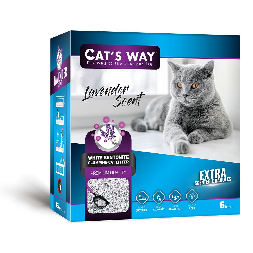 Білий бентонітовий наповнювач із ароматом лаванди CAT'S WAY 6 л