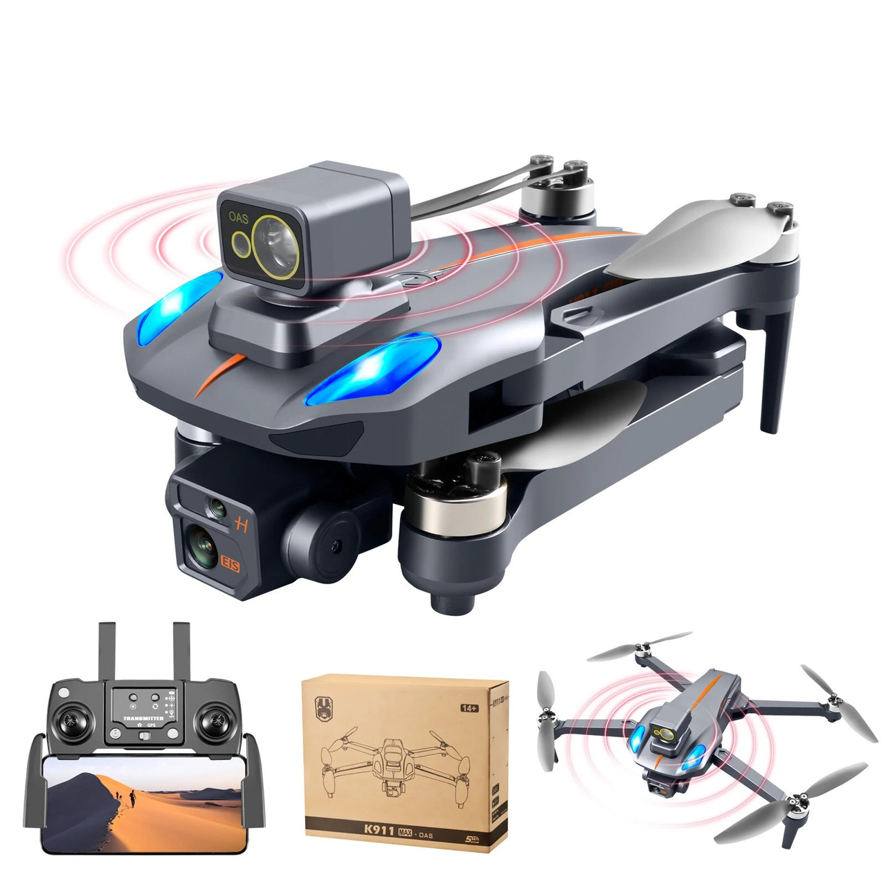 RC K911 Max - дрон з 8K DUAL камерою, FPV, BК мотори, GPS, 1200 м. до 20 хв. з кейсом