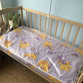 Матрац ортопедичний у дитяче ліжечко тришаровий товстий (кокос +поролон + кокос) 10 см фіолетовий