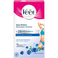 Восковые полоски Veet для чувств. кожи линии бикини и области подмышек 16 шт. (4640018991929/4680012390977)