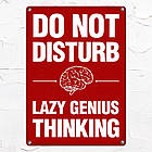 Табличка інтер'єрна металева Do not disturb Lazy genius thinking