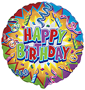 Фольгована кулька коло з серпантином "Happy Birthday" 18" Flexmetаl