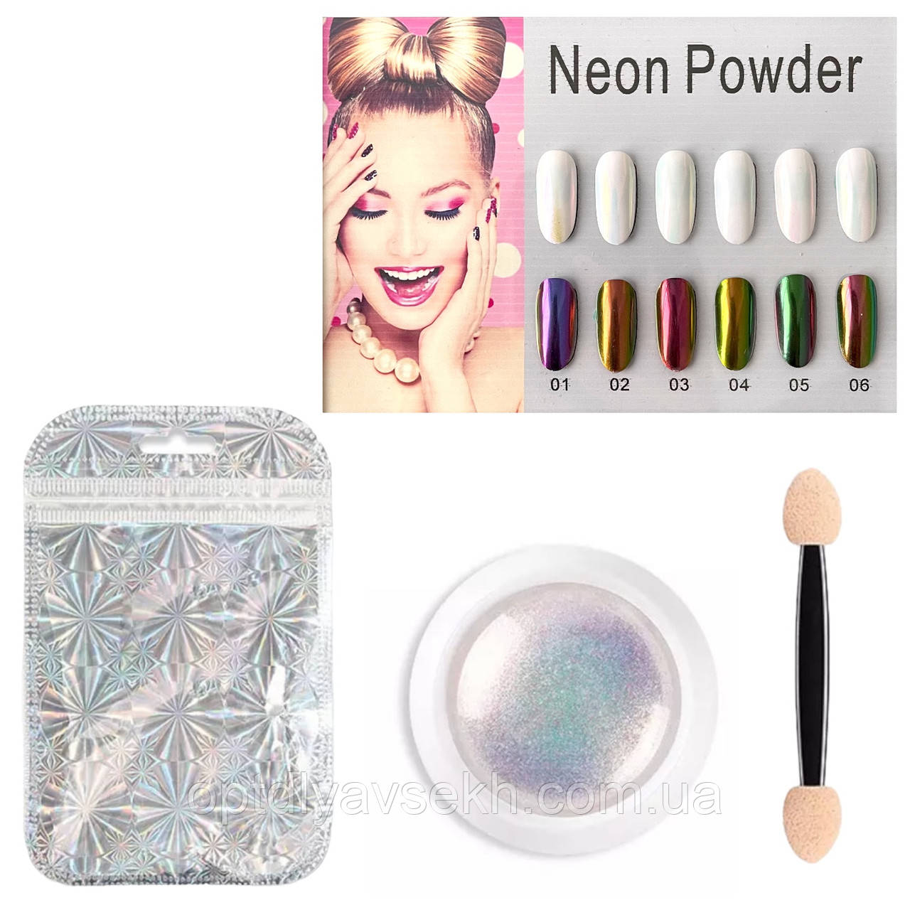 Неонове перлинне втирання "Єдиноріг" Neon Powder для дизайну нігтів, фото 1