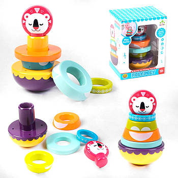 Пірамідка "Коала" (2 кольори на вибір, неваляшка, 4 кільця брязкальця, в коробці) SL 83020