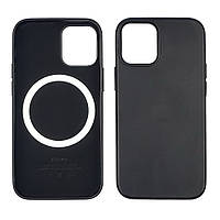Чехол Leather Case with MagSafe для Apple iPhone 12/ 12 Pro 01 чёрный