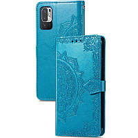 Кожаный чехол (книжка) Art Case с визитницей для Xiaomi Redmi Note 10 5G / Poco M3 Pro Слот для визитки, Синий