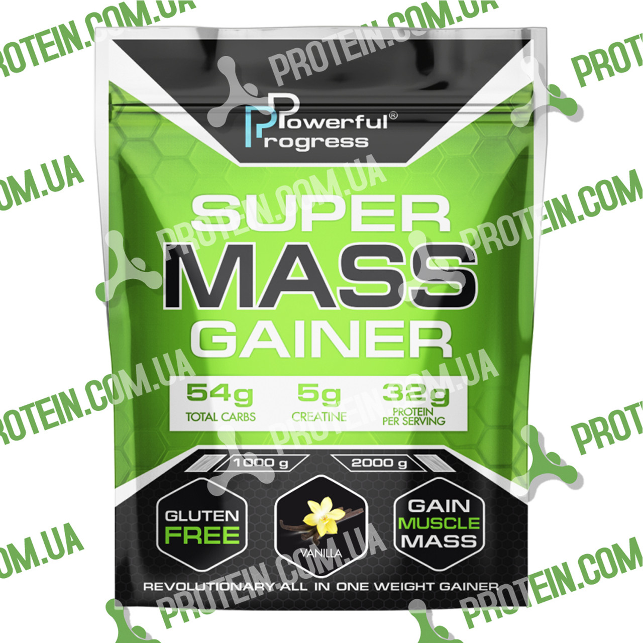 Гейнер Powerful Progress Super Mass Gainer 2000 г Vanilla Ваніль, фото 1