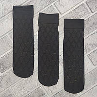 Шкарпетки жіночі капронові A.M.Y fashion classic 100Den чорна квіточка+ромбік НК-27105