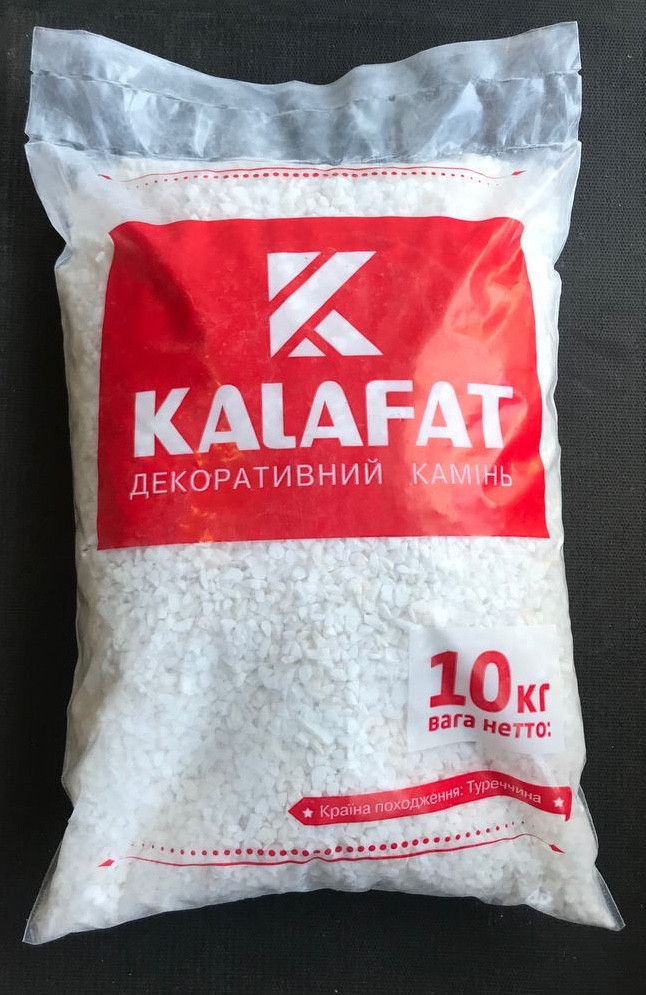 Декоративний камінь — Біла мармурова крихта, фракція 5–12 мм,10 кг