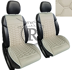 Преміум накидки на передні сидіння RINNEKO Кремова Екошкіра Дизайн Соти 2 шт