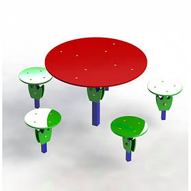 Комплект для дитячого майданчика столик та 5 сидінь Поляна
