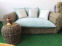 Софа двухместная плетеная из натурального ротанга для сада, террасы и кафе