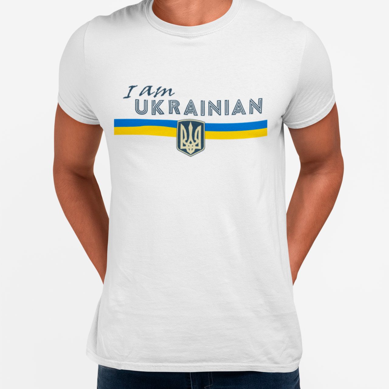 Біла чоловіча футболка I am Ukrainian