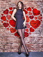 Красивые колготки с сердечками Giulia 20 Den Женские колготы с принтами и узорами капроновые Черного цвета