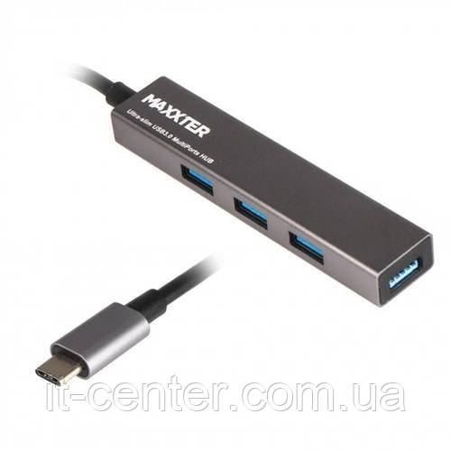 Концентратор USB Type-C Maxxter 4хUSB3.0 Dark Grey (HU3C-4P-02)
