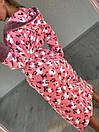Стильний плюшевий халат нижче коліна "Pink" з нотами, фото 3