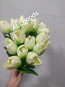 Тюльпан штучний 1шт. Колір Біло-зелений градієнт, фото 2