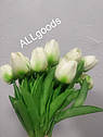Тюльпан штучний 1шт. Колір Біло-зелений градієнт, фото 3