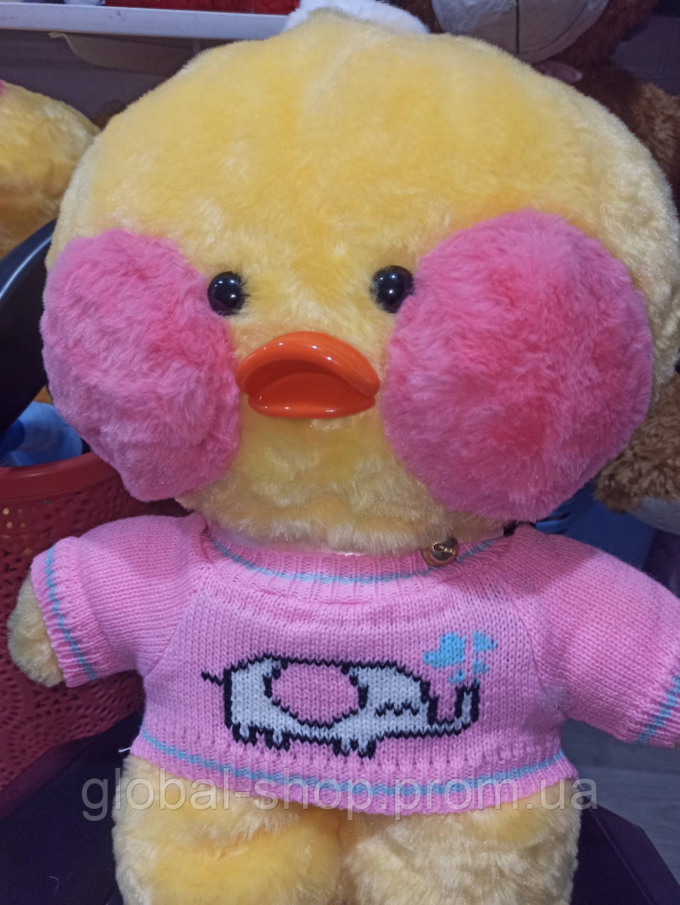 М'яка плюшева іграшка качка-точка Лалафанфан 50 см жовта Lalafanfan, у наявності 2 різновиди