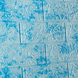 Самоклеючі 3D панелі під мармур, м'які 3Д панелі самоклейка для стін 700х770х5 мм, Блакитний, фото 2