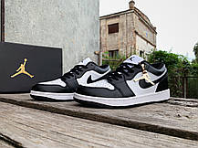 Чоловічі кросівки Nike Air Jordan 1 Low Black White чорні з білим, фото 6