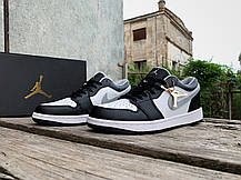 Чоловічі кросівки Nike Air Jordan 1 Low Black Grey чорні з сірим, фото 6