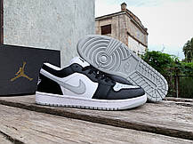 Чоловічі кросівки Nike Air Jordan 1 Low Black Grey White чорні з сірим, фото 5