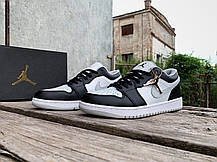 Чоловічі кросівки Nike Air Jordan 1 Low Black Grey White чорні з сірим, фото 6