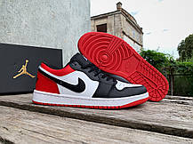 Чоловічі кросівки Nike Air Jordan 1 Low Black White Red чорні з червоним, фото 5