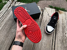 Чоловічі кросівки Nike Air Jordan 1 Low Black White Red чорні з червоним, фото 4