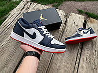 Чоловічі кросівки Nike Air Jordan 1 Low Black White Red сині з червоним