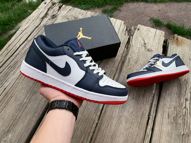 Мужские кроссовки Nike Air Jordan 1 Low Blue Red синие с