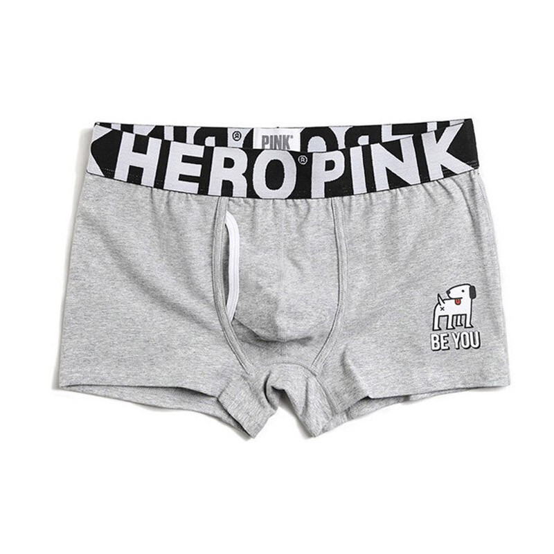 Чоловічі повсякденні труси боксери Pink Hero сірого кольору з собачкою