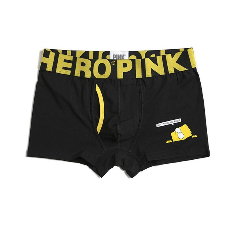 Чоловічі бавовняні труси боксери Pink Hero чорні "Барт Сімпсон"