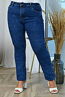 Джинсы Женские большого размера синего цвета ткань джинс- стрейч размеры 50,52,54,56,58,60