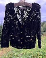 Пиджак женский чёрный короткий гипюровый нарядный