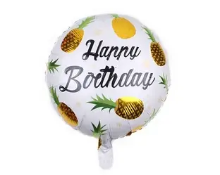 Фольгована куля Коло "Happy Birthday ананаси золоті" 18 '