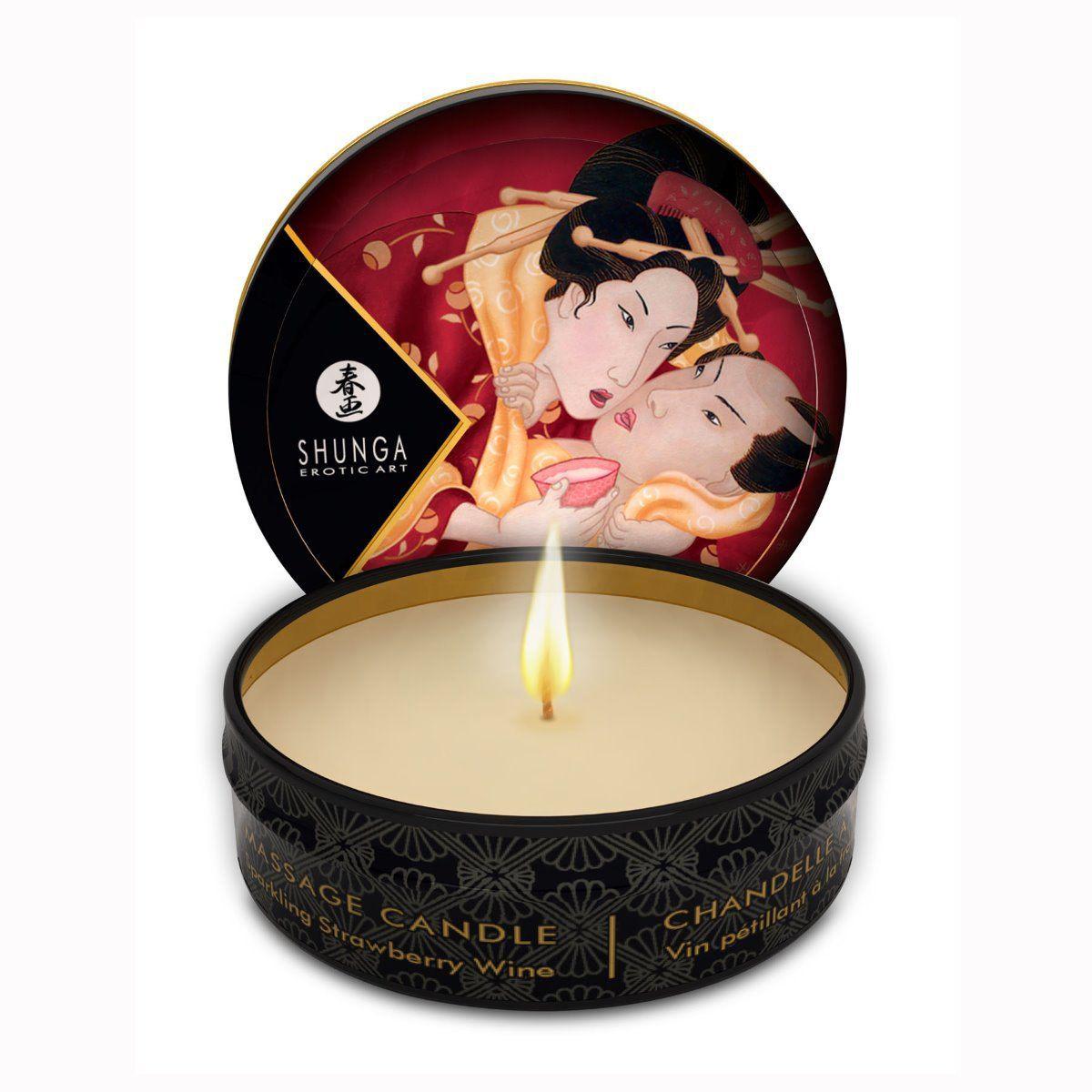 Масажна свічка Shunga Massage Candle із запахом полуниці LOVE-SHOPE