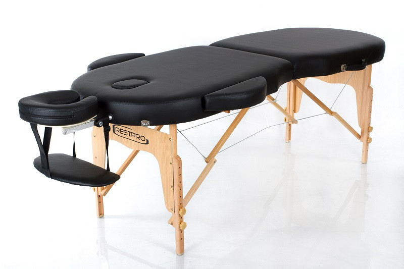 Restpro vip oval 2 чорний переносний масажний стіл (кушетка)