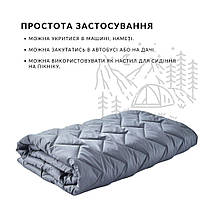 Ковдра спальник плед покривало Турист TM IDEIA зі блискавкою 140х190 см сіра плащова тканина спальний мішок з блискавкою, фото 6