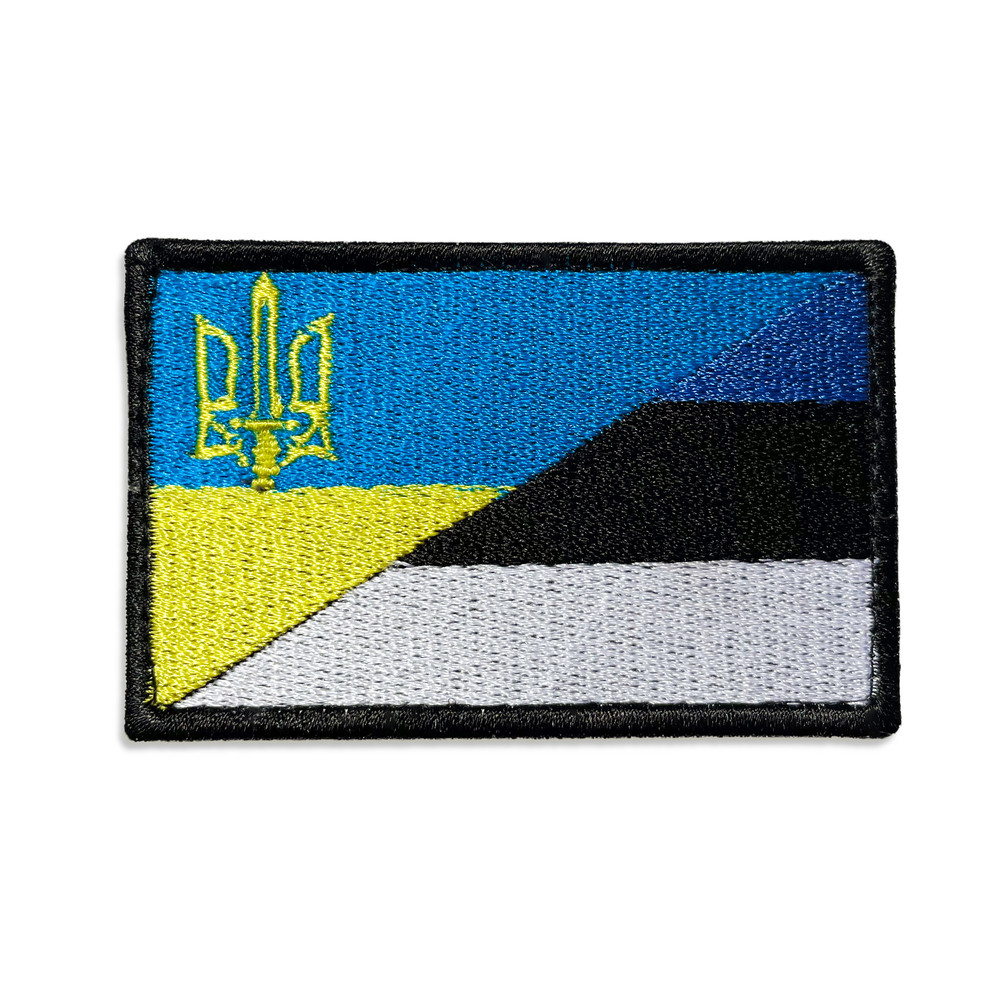 Шеврон на липучці Україна та Естонія прапор України та Естонії 5х8 см вишитий патч нашивка