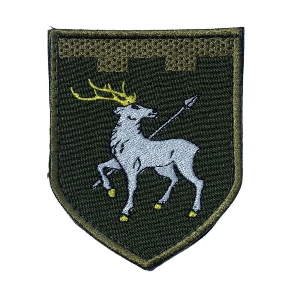 Шеврон на липучці 123 окрема бригада територіальної оборони 7,3х9 см вишитий патч нашивка