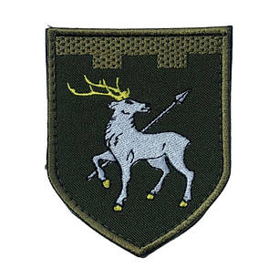 Шеврон на липучці 123 окрема бригада територіальної оборони 7,3х9 см вишитий патч нашивка, фото 1